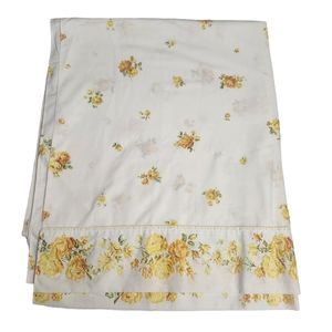 Vintage Fashion Manor Yellow Floral Roses Double Flat Sheet
